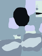 Predicted segmentation: traffic sign, sky, vegetation, road, sidewalk, terrain