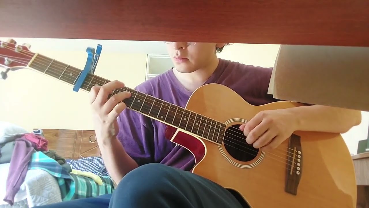 Playing guitar